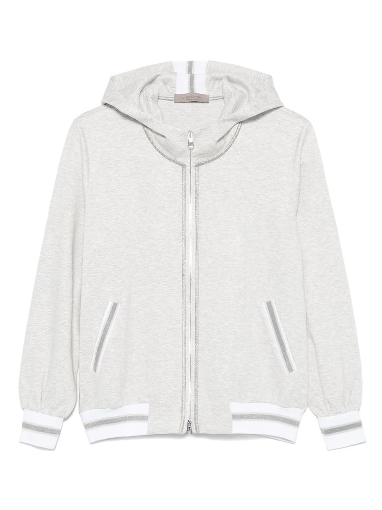 D Exterior Grey Hoodie With Lurex Detailing In Grey