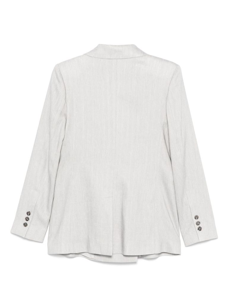 D Exterior Dexterior Double-breasted Textured Blazer With Classic Lapel In Neutral