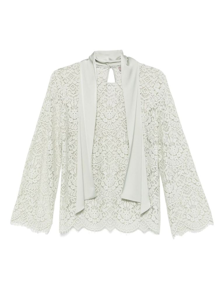 D Exterior Dexterior Green Shirt With Delicate Lace Overlay In Green