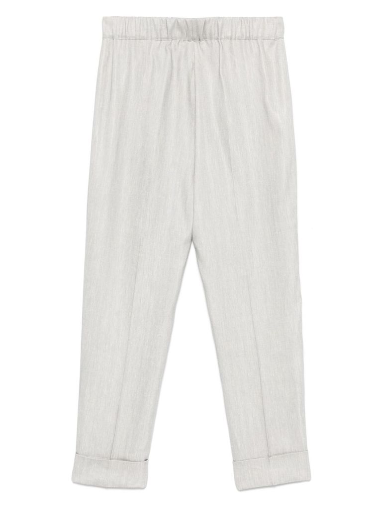 D Exterior Light Grey Trousers With Elasticated Waistband In Grey