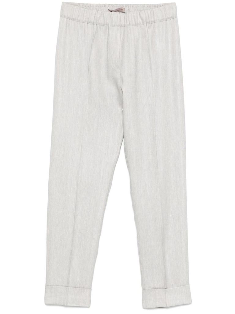 D Exterior Light Grey Trousers With Elasticated Waistband In Grey