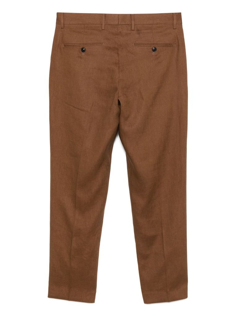Shop Daniele Alessandrini Soft Brown Trousers In Linen