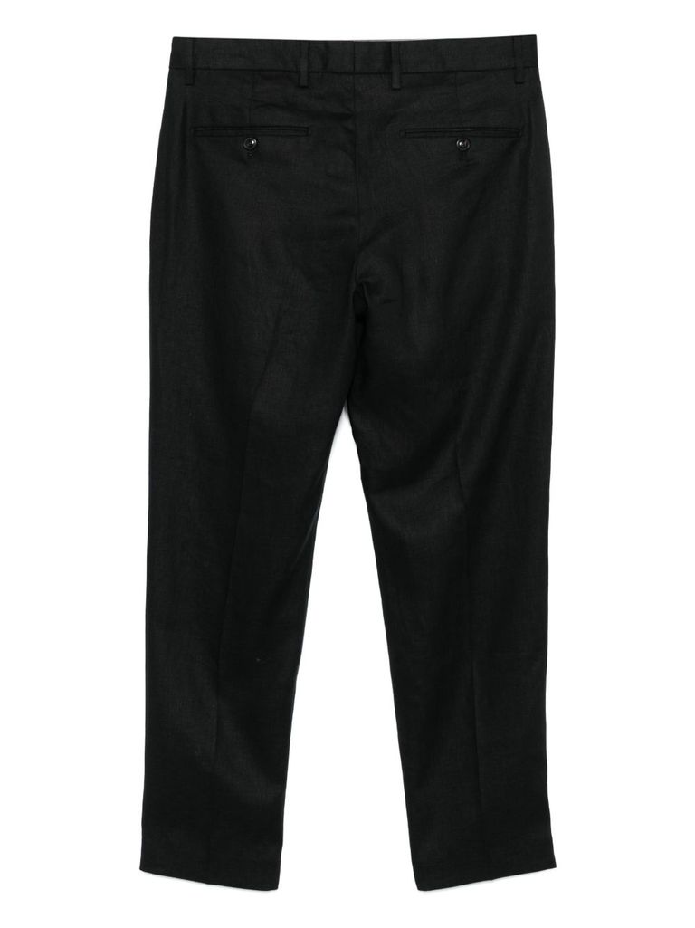 Shop Daniele Alessandrini Soft Black Trousers In Linen