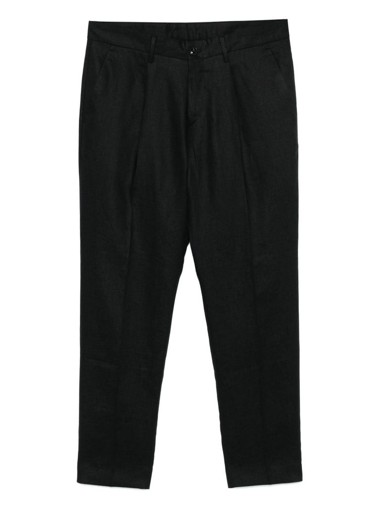 DANIELE ALESSANDRINI SOFT BLACK TROUSERS IN LINEN 
