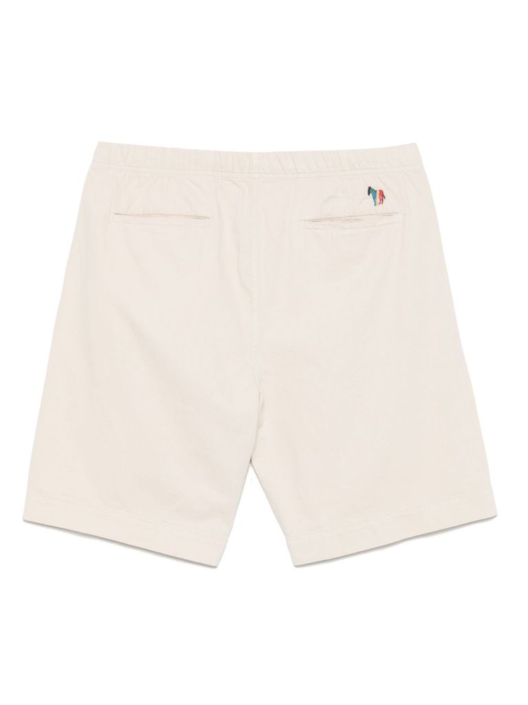PS BY PAUL SMITH WHITE SHORTS IN COTTONE AND LINEN WITH COLORED ZEBRA
