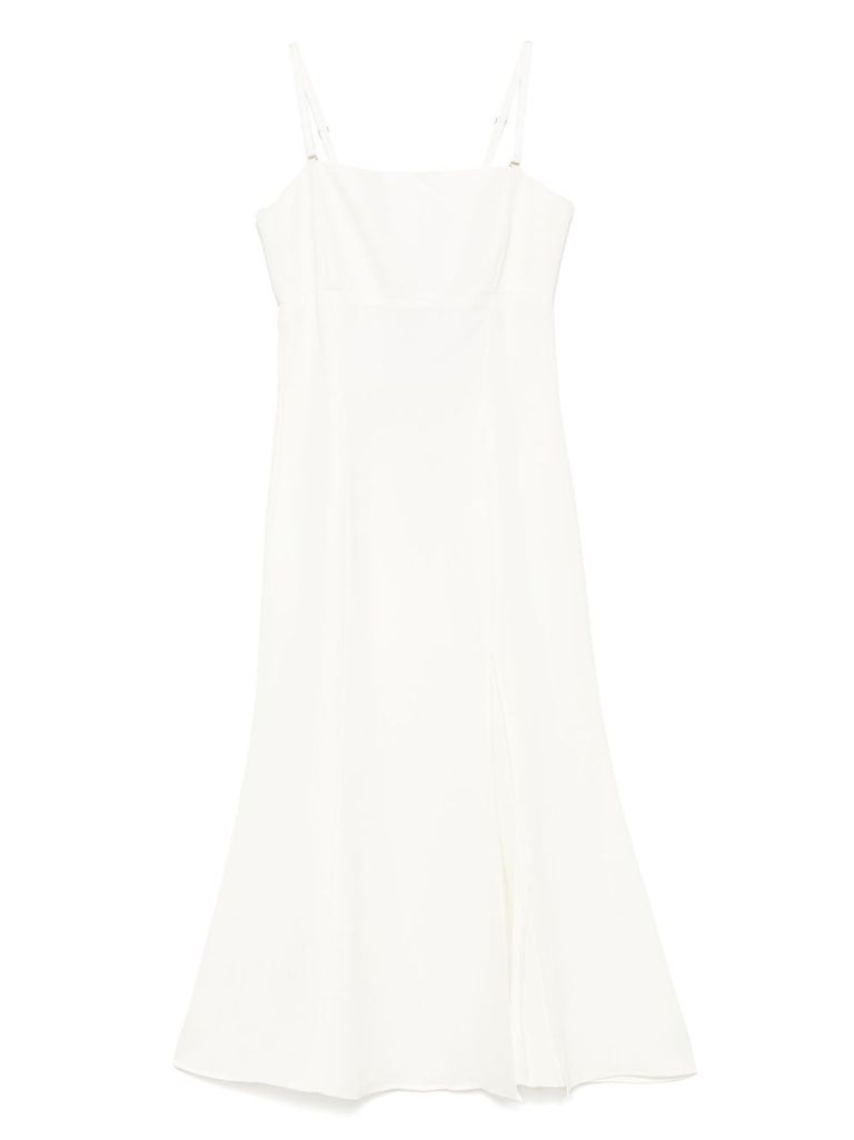 Twinset White Midi Dress With Side Slit In White