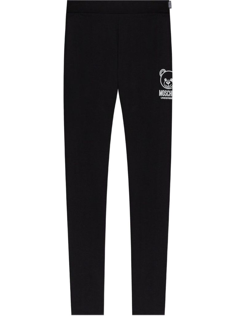 Moschino Underwear Black Stretch Cotton Leggins With Logo In Black