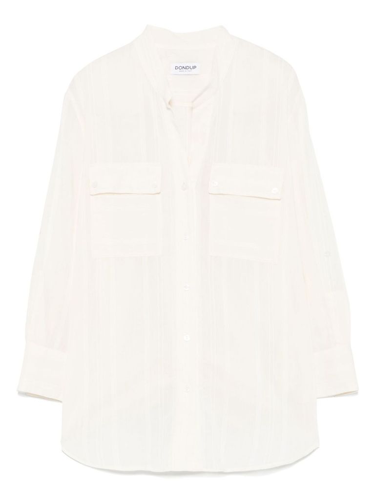 Dondup Relaxed Fit White Button-down Shirt With Chest Pockets In White