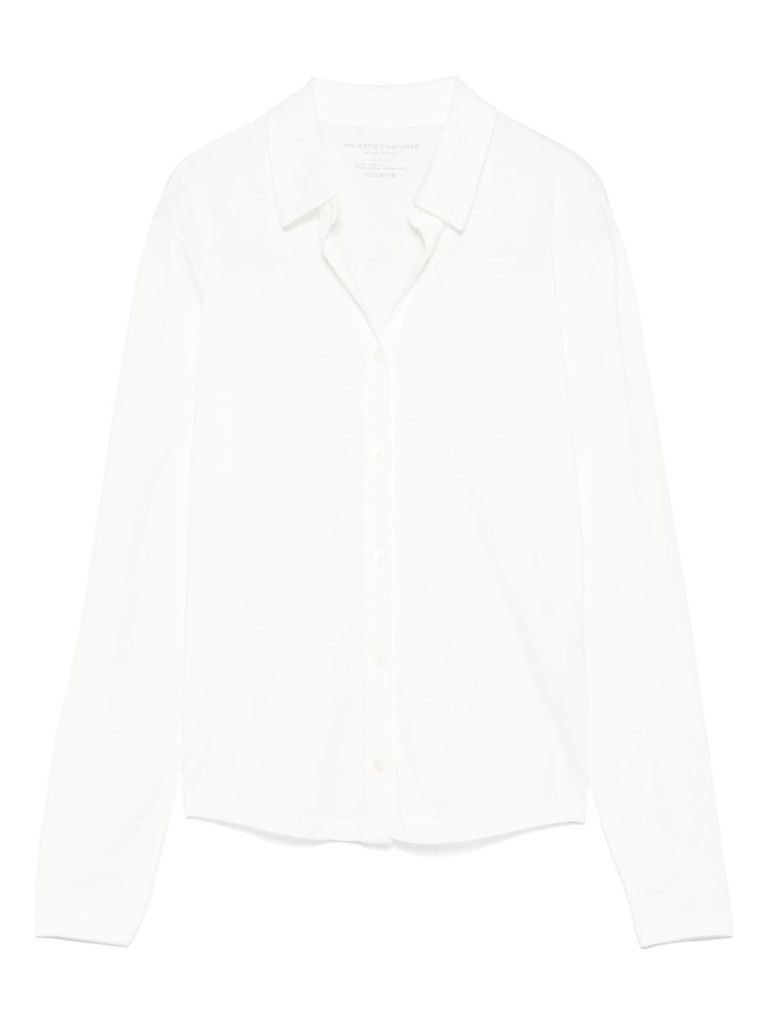 Majestic Filatures Long-sleeved White Shirt With Classic Collar In White