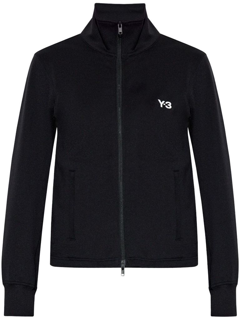 Shop Y-3 Black Sweatshirt Featuring Front Zip Fastening