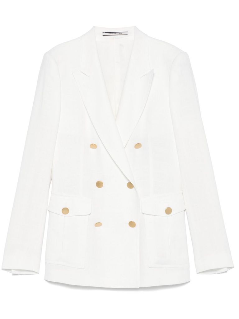 Tagliatore Double-breasted White Jacket With Gold-tone Buttons In White