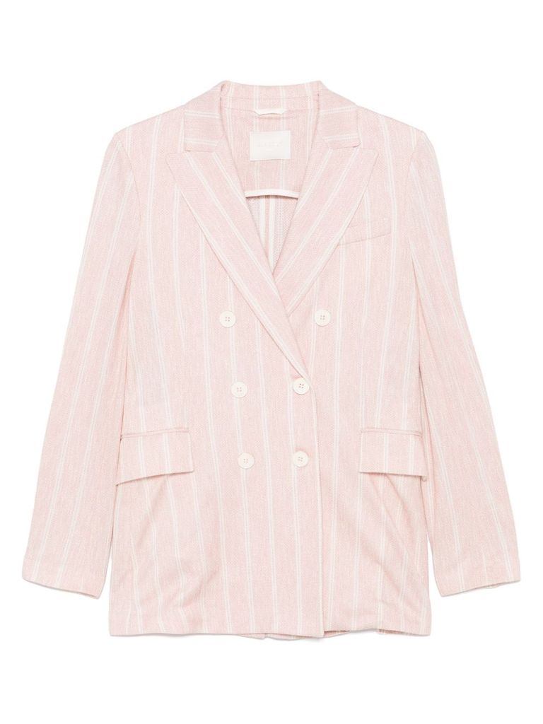 Shop Circolo 1901 Poudre Pink Double-breasted Blazer In Beige