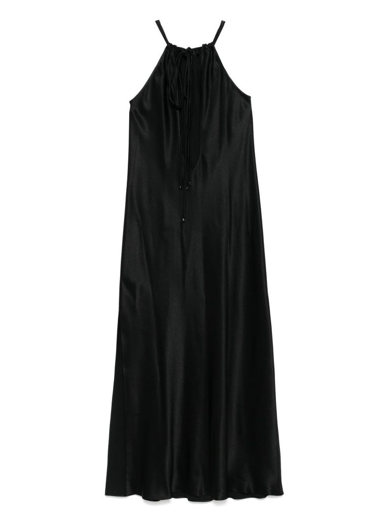 Antonelli Black Silk Blended Midi Dress In Black