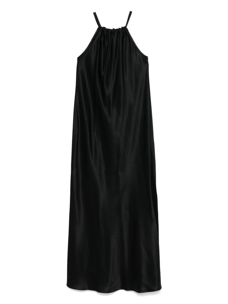 Antonelli Black Silk Blended Midi Dress In Black
