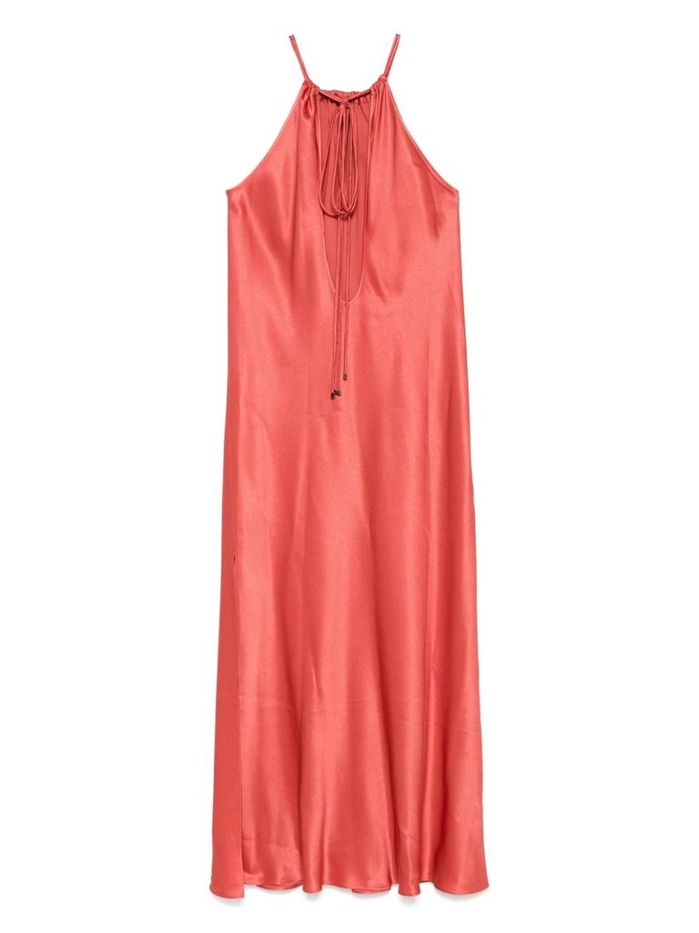 Antonelli Coral Silk Blended Midi Dress In Red