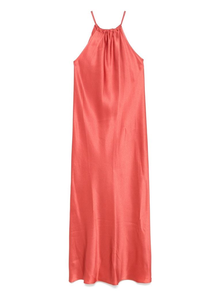 Antonelli Coral Silk Blended Midi Dress In Red