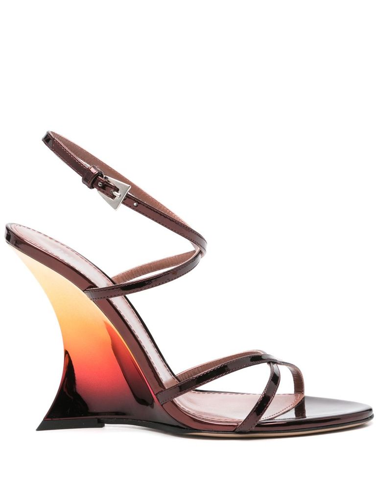 Shop Paris Texas 'nina Sandal 105' Wine Sunset Mirror-effect Leather Sandals In Red