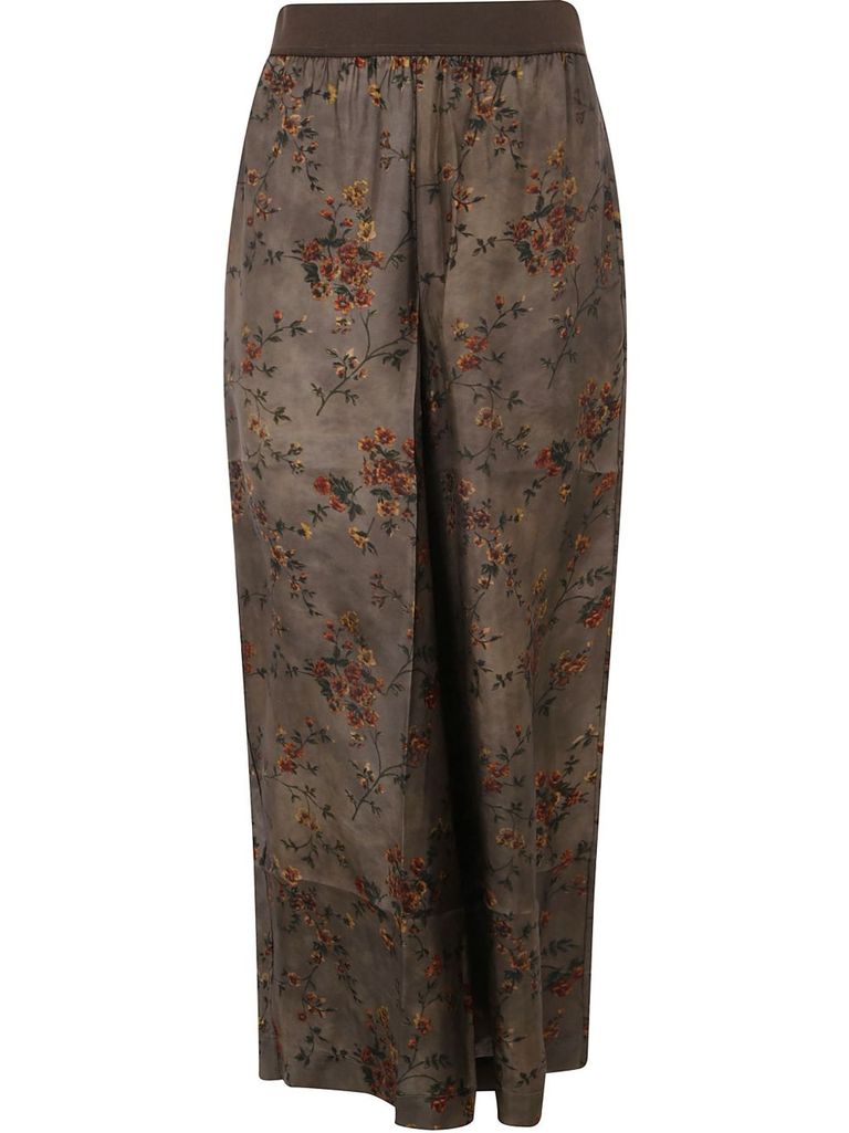 Uma Wang Pantaloni Larghi In Jacquard Con Fiori 'pansy' In Green