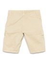 stone island - Pantaloncini in cotone beige con logo - 1