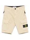 stone island - Pantaloncini in cotone beige con logo