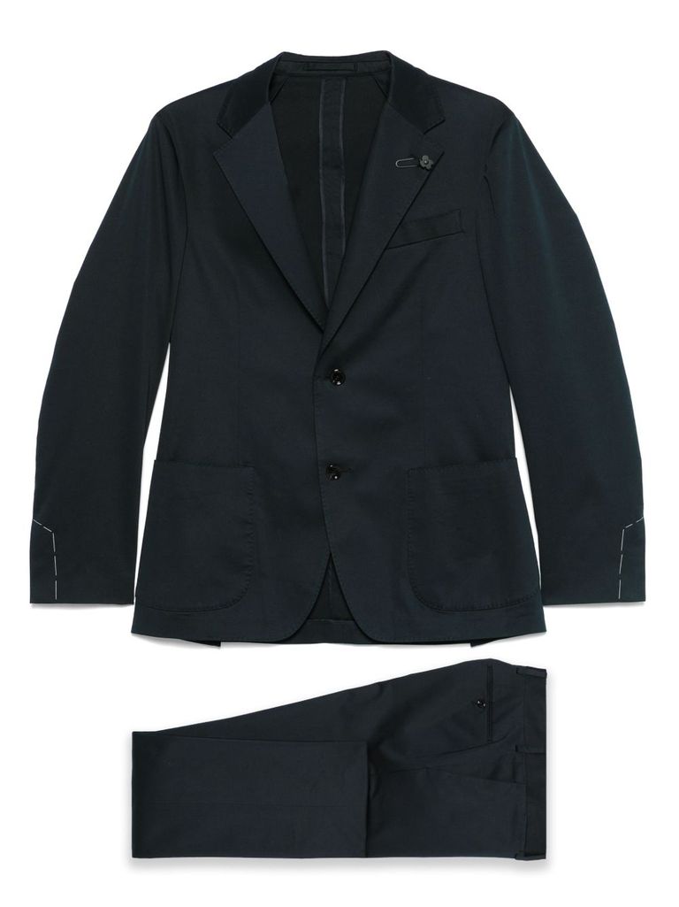 Lardini Tailored Blue Suit With Single-breasted Jacket And Flat-front Trousers In Blue