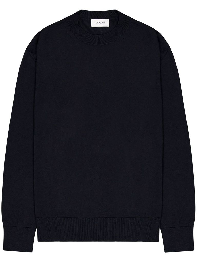 Laneus Relaxed Fit Polo Knitwear In Luxurious Wool-cashmere Blend In Black