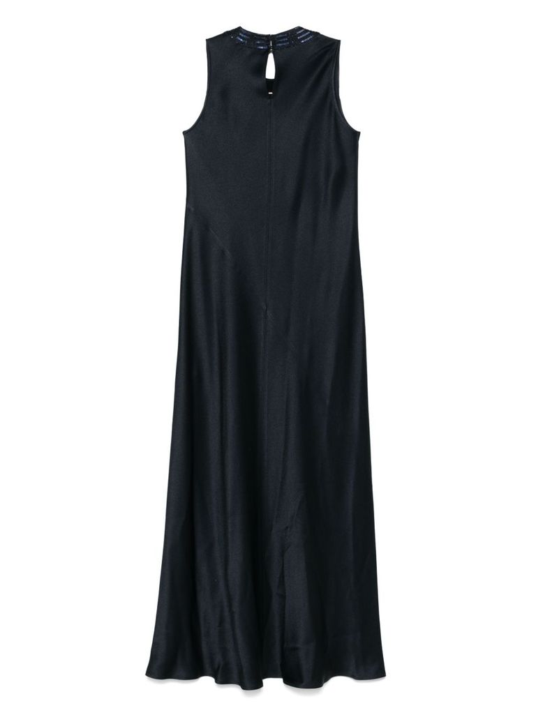 Antonelli Navy Blue Sequin-embellished Maxi Dress In Blue