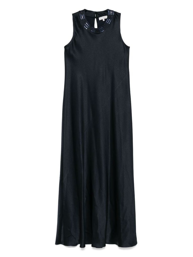 Antonelli Navy Blue Sequin-embellished Maxi Dress In Blue
