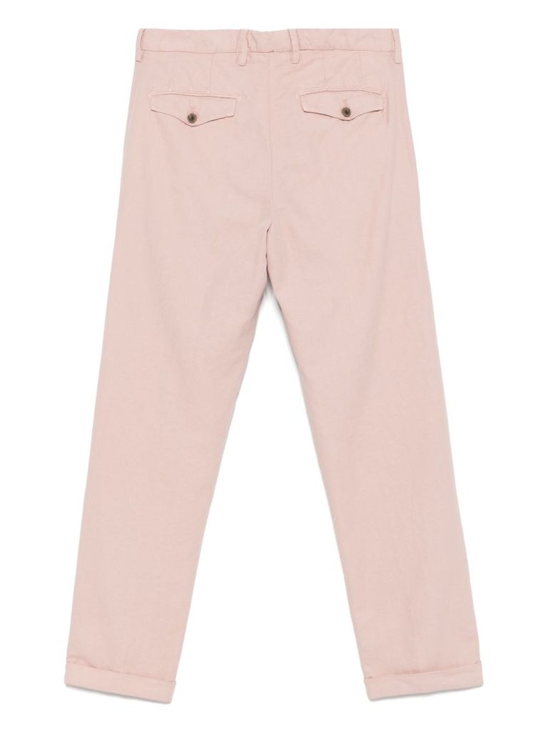 Myths Soft Cotton-linen Trousers With Tapered Fit In Pink