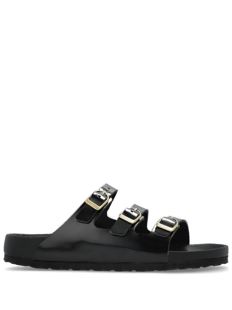 Birkenstock Florida Dbuckle Exquisite Shine Fit S Shoes In Black