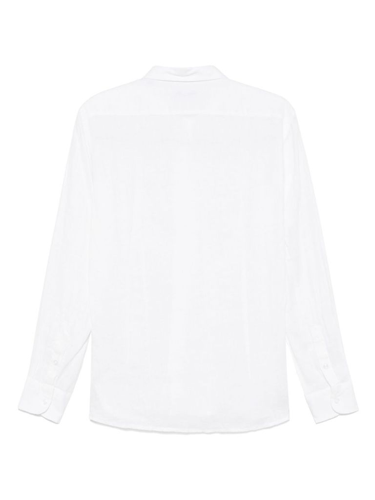 DANIELE ALESSANDRINI WHITE LINEN CLASSIC SHIRT 