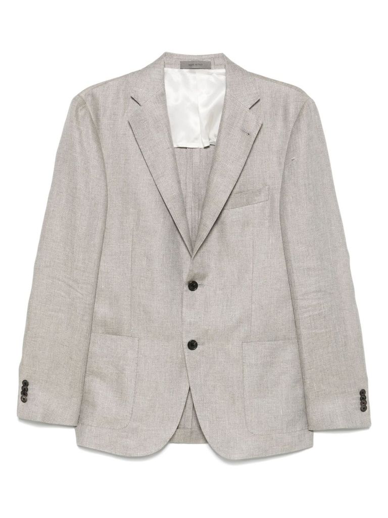 Corneliani Light Grey Lienen Blended Single Breasted Blazer In Grey
