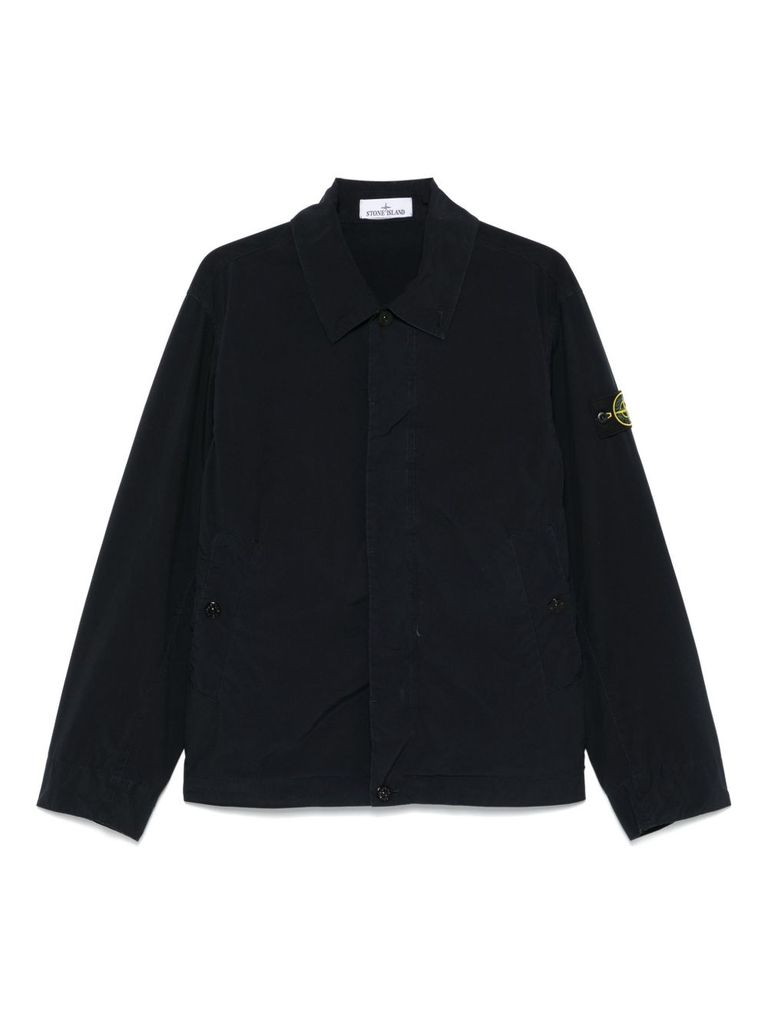 Stone Island Tailored Black Casual Jacket With Minimalist Design In Black