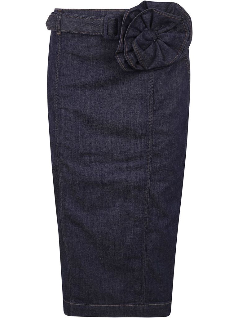 Shop Blugirl Blue Denim Midi Pencil Skirt With Belt