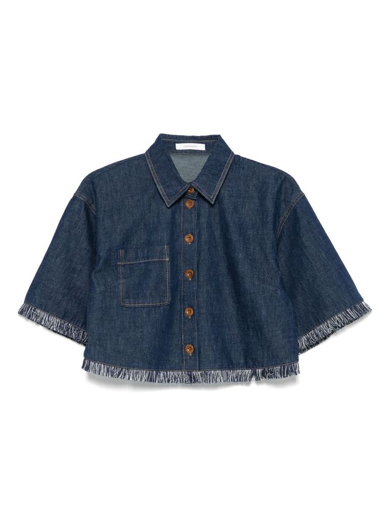 Shop Zimmermann Indigo Blue Cotton Denim Shirt