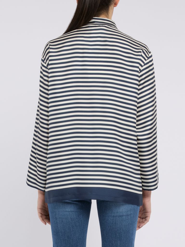 Tシャツ・カットソー S Max Mara MAYA PRINTED SILKTWILL STRIPES SHIRT White and blue maya printed silk twill shirt S Maxmara