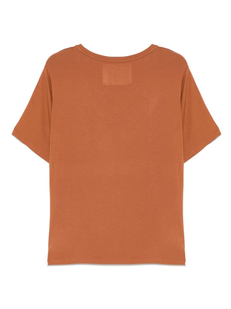 MAJESTIC ORANGE STRETCH T-SHIRT WITH V-NECKLINE