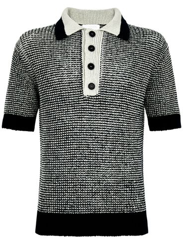 FUMAGALLI - Black and white knitted polo shirt