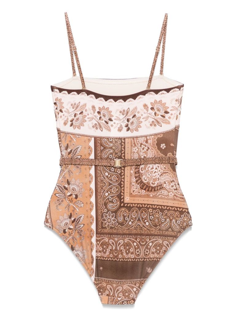 Zimmermann Lucky Belted One-piece Bandeau Swimsuit