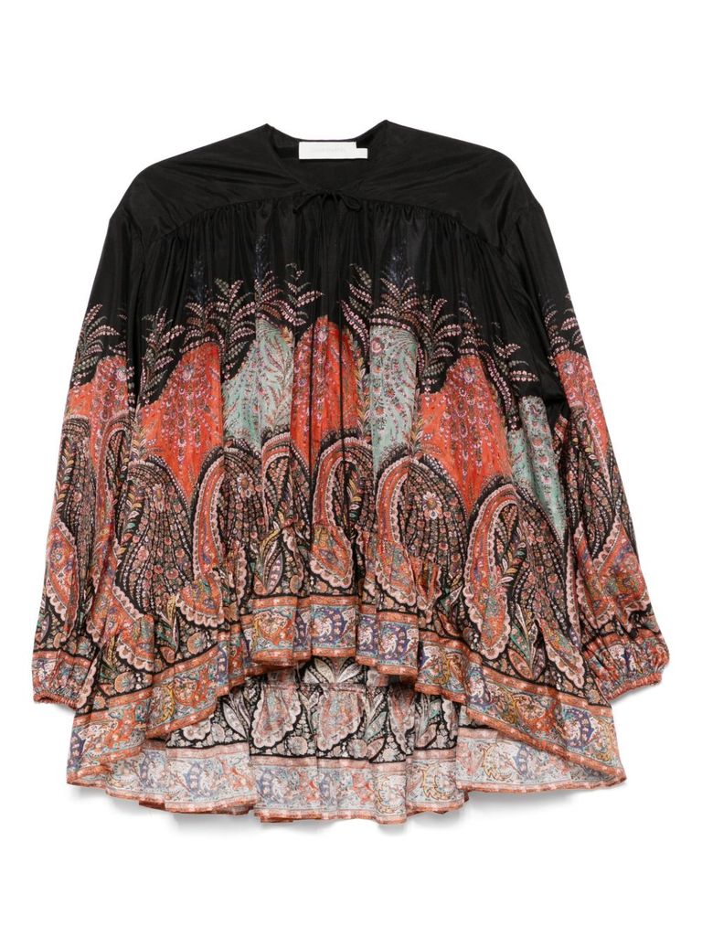 Zimmermann Rhiannon Ruffled Paisley-print Organic Silk Blouse
