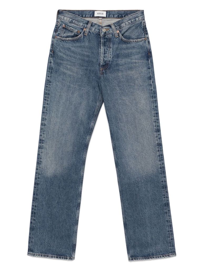 AGOLDE 'V-WAIST KELLY' JEANS IN BLUE COTTON DENIM