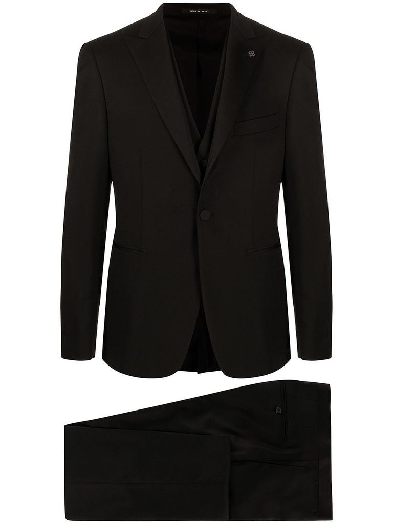 Tagliatore Classic Black Virgin Wool Three-piece Suit In Black
