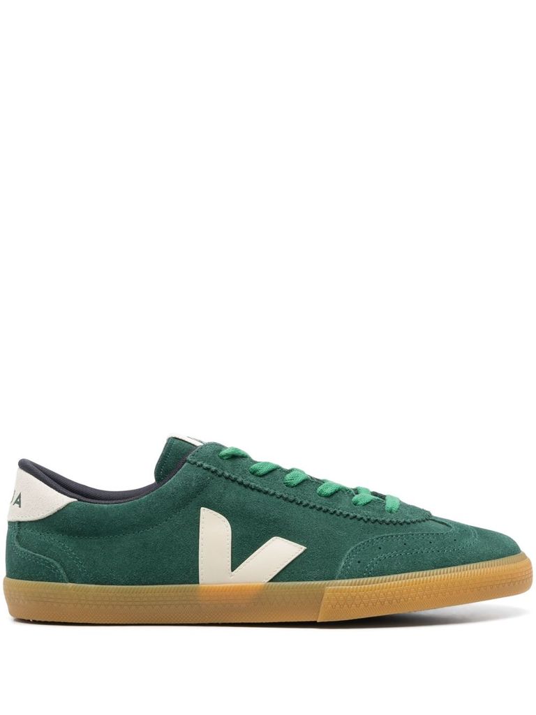 Shop Veja Green 'volley Suede Poker Pierre' Sneakers