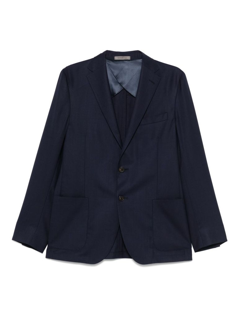 Corneliani Navy Blue Virgin Wool Single-breasted Blazer
