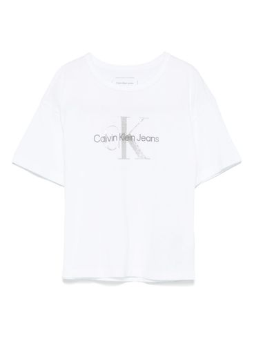 CALVIN KLEIN JEANS - White cotton t-shirt with logo print