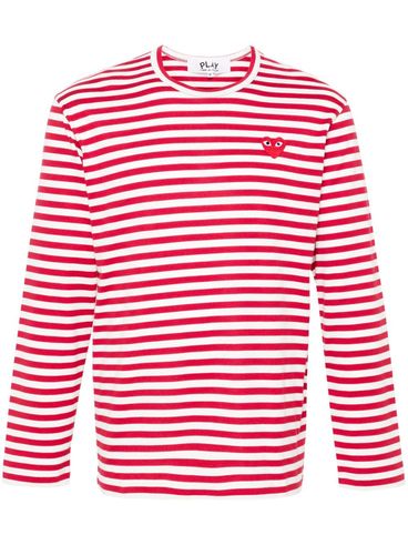 COMME DES GARÇONS PLAY - Red and white cotton t-shirt