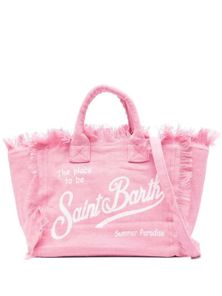 Shop Mc2 Saint Barth Pink 'colette Linen' Tote Bag
