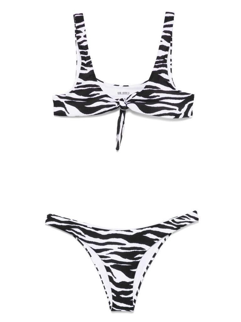 Attico Zebra Knot Detail High-cut Bikini