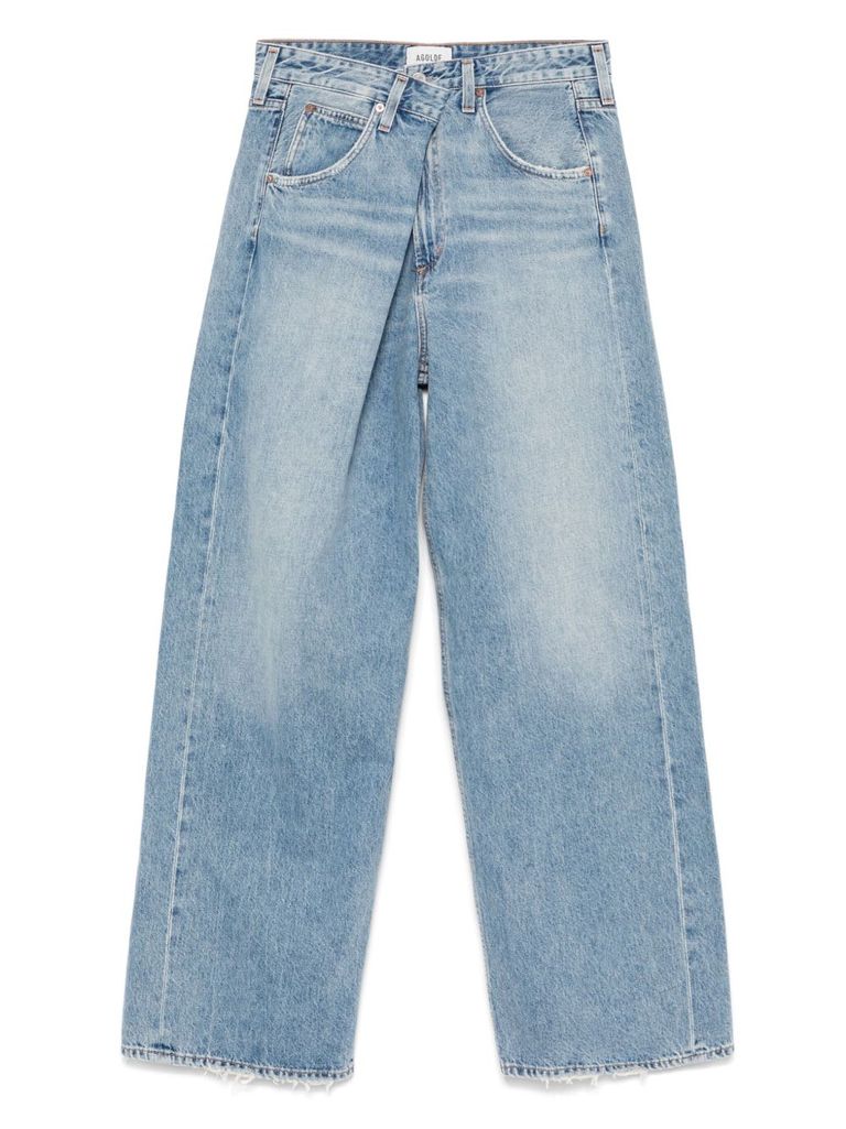 Agolde Wide-leg Jeans With Belt Loops And Five-pocket Style In Blue