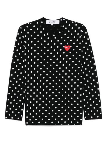 COMME DES GARÇONS PLAY - Black polka dot t-shirt with heart patch